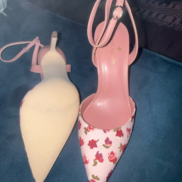 Kate Spade Pink Floral Heels - Picture 3 of 4